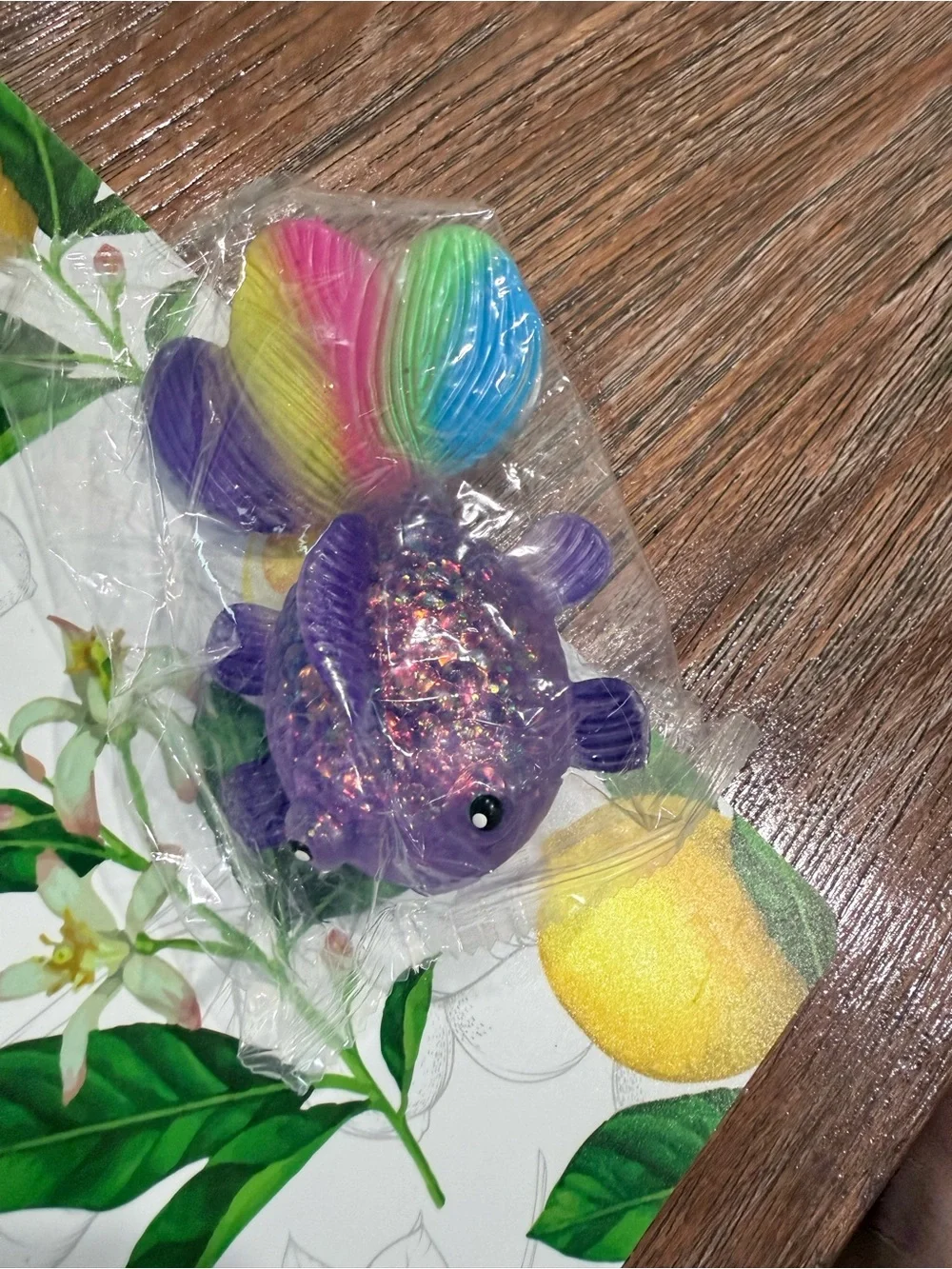 Purple Rainbow-Tail Squishy Fish Toy - Pets Small Pets